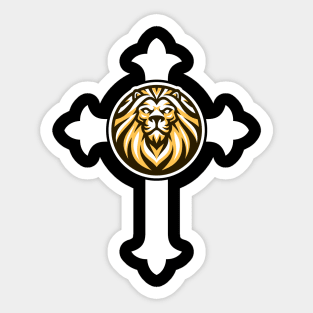 Lion Of Judah on the Cross Christian Logo Sticker